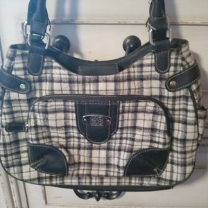 Plaid purse black and white
